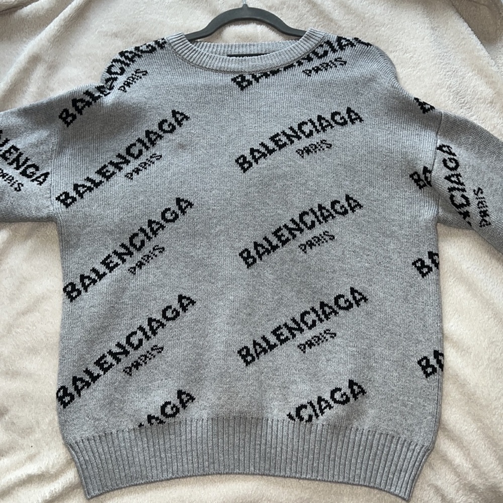 Balenciaga Crew Neck Sweater - Gray/Black